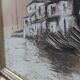 Peinture à l'huile vintage sur toile – Paysage de port et pêche – Signée No