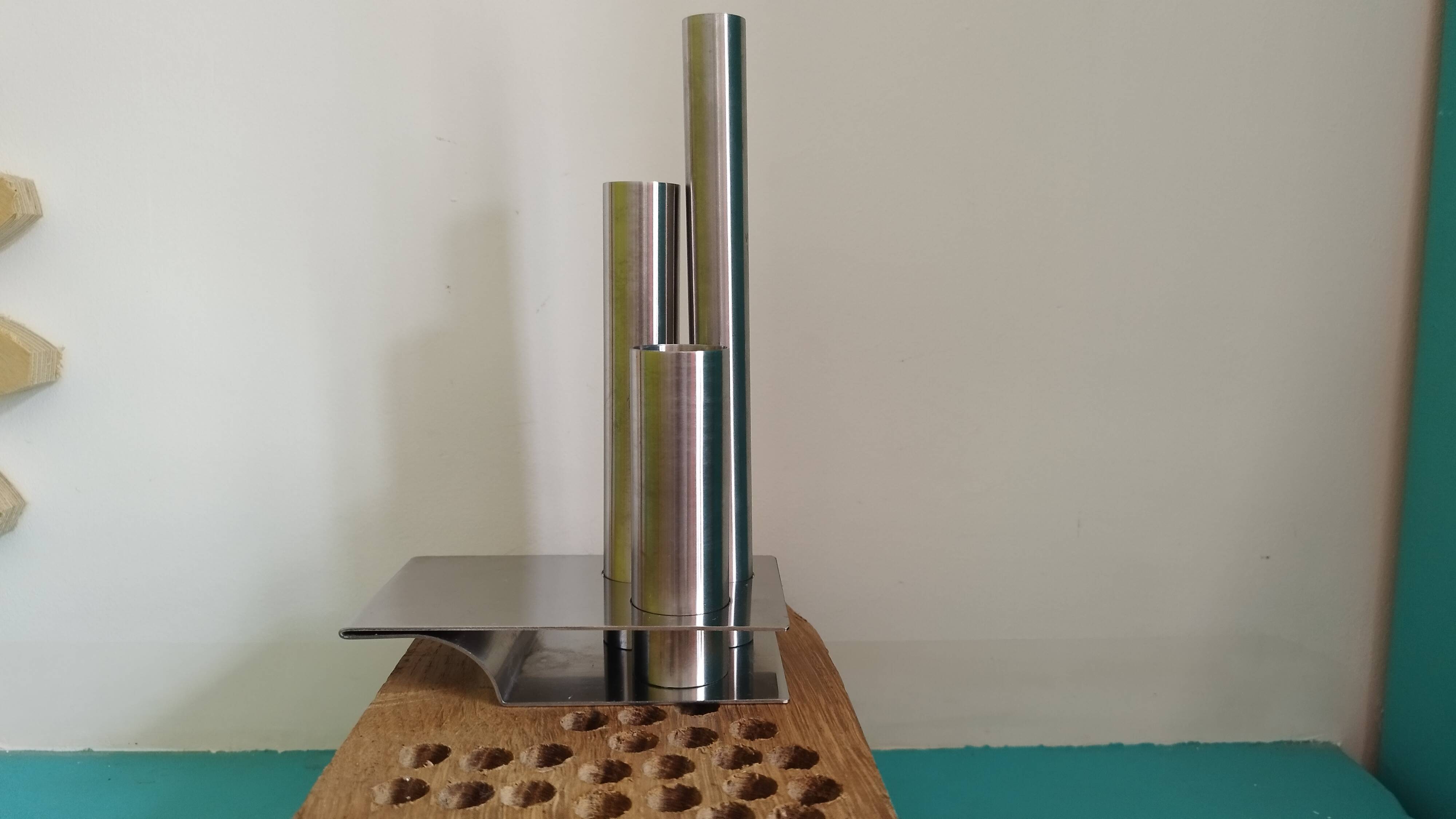 Soliflore, vase, en inox Letang Rémy, modèle rare