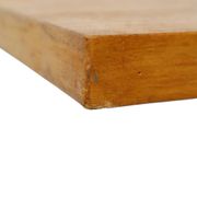 Table basse vintage avec plateau en bois et roulettes chromées, 90 cm