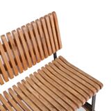Industrial bench with seating and slatted back - 1950s