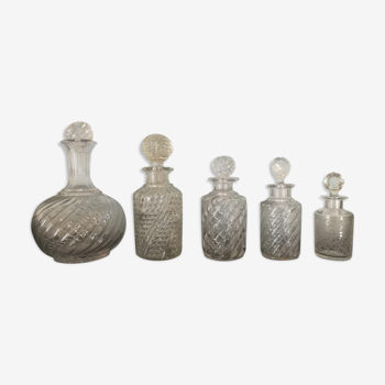 Set of 5 crystal perfume bottles