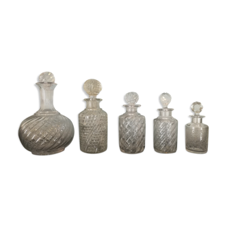 Set of 5 crystal perfume bottles