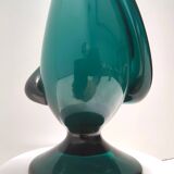 Vintage Teal Encased and Hand-Blown Murano Glass Flower Vase, Italy