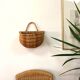 Large hanging wicker rattan basket - 1970s