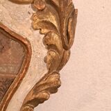 18th century Italian mirror in gilded and painted wood
