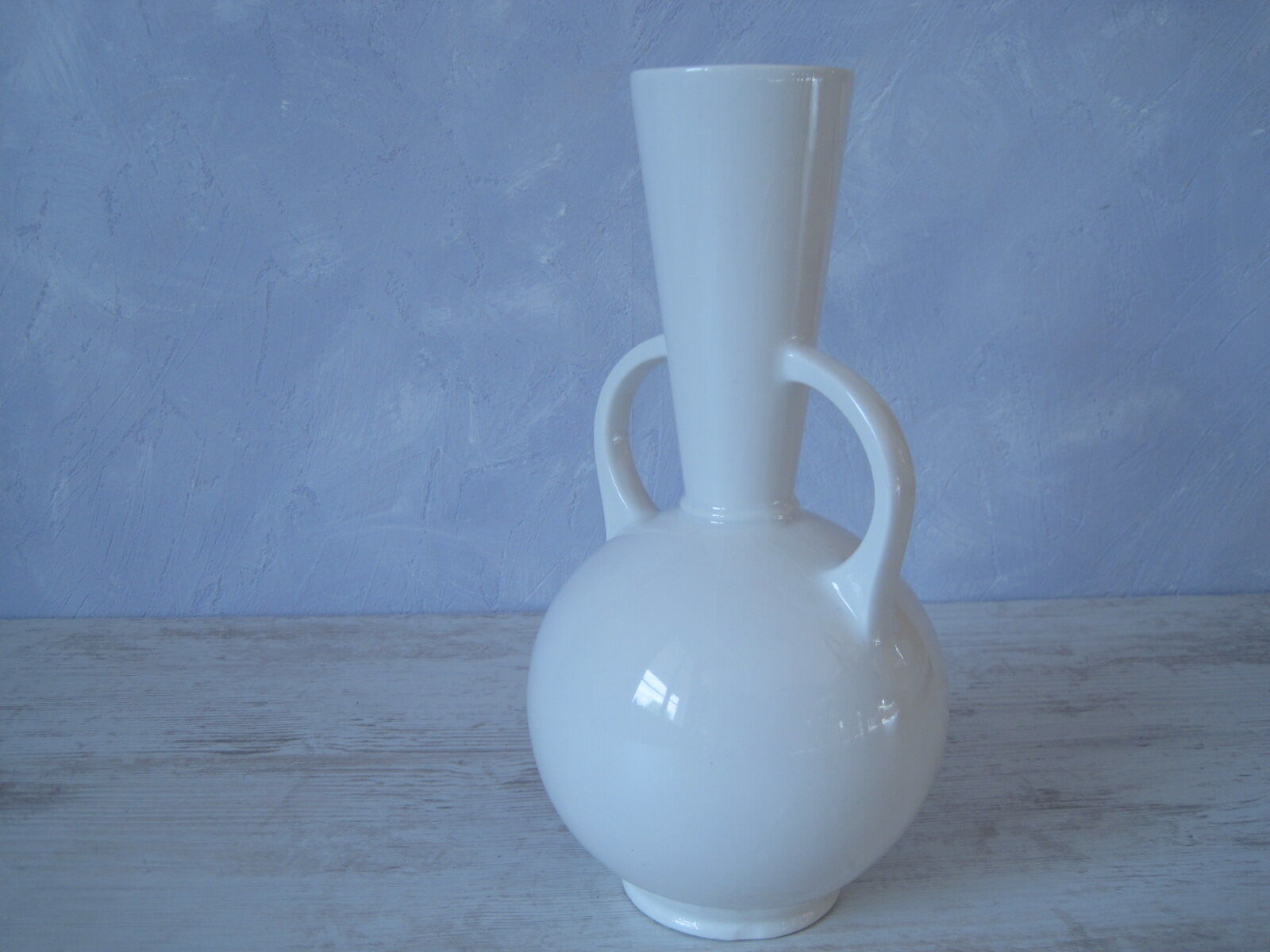 White glazed earthenware ceramics Design contemporary vase
