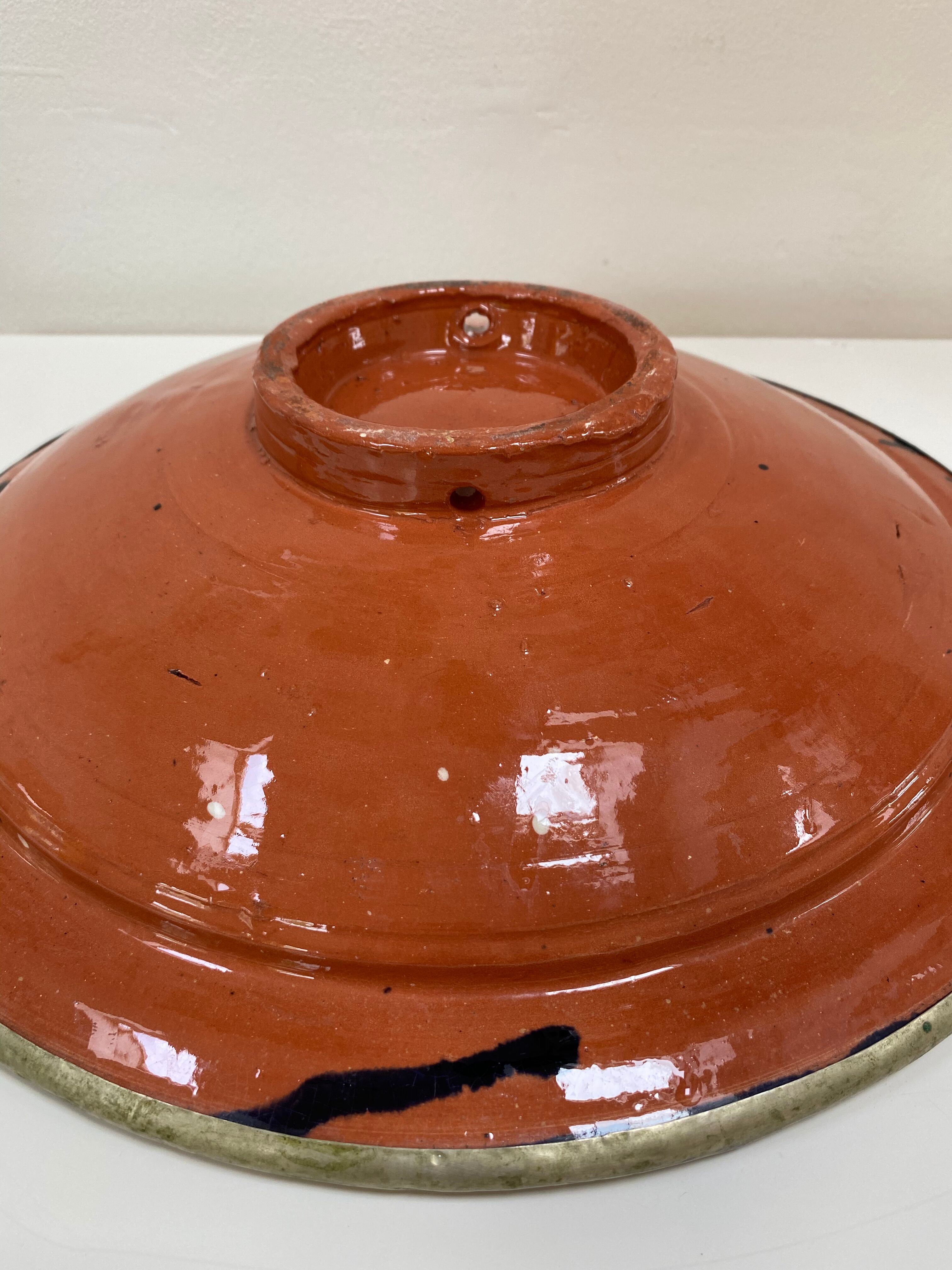 Large hollow plate in blue ceramic from Morocco