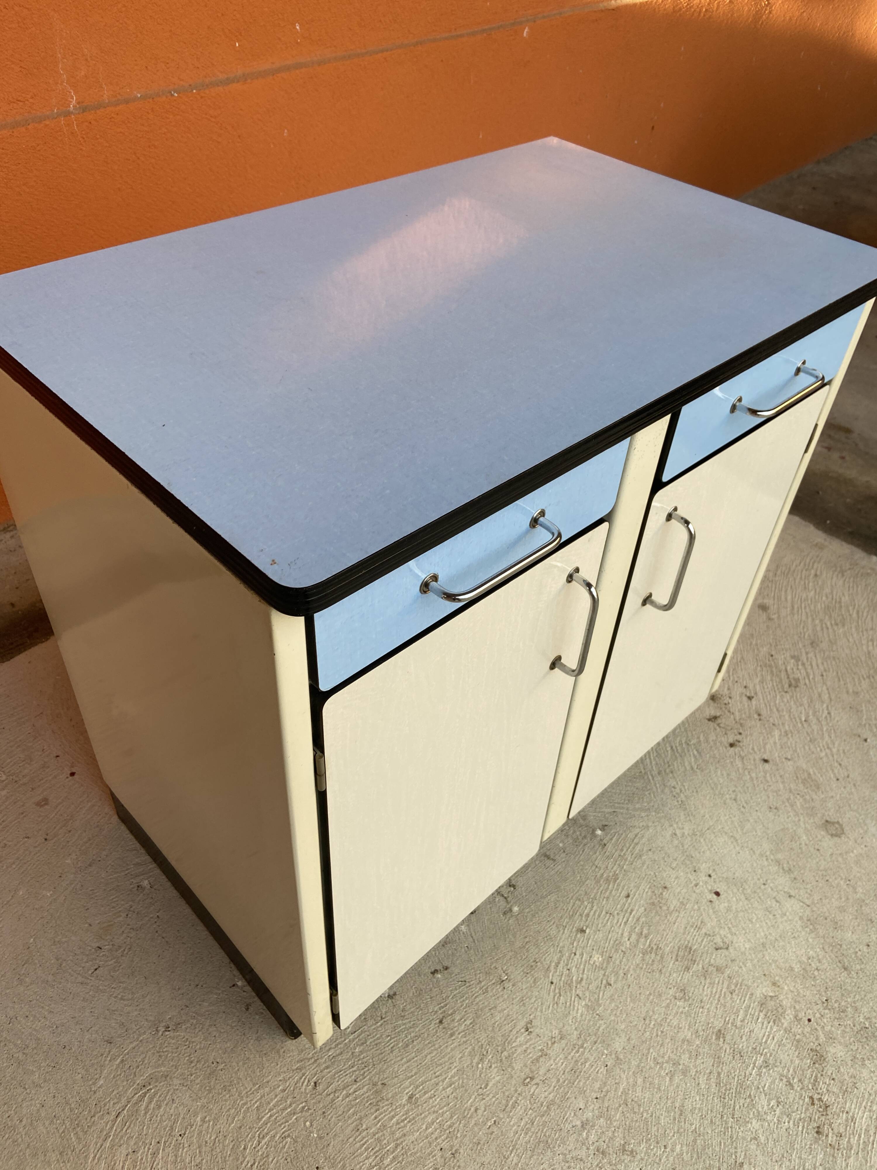 Vintage sideboard in blue formica 1960s