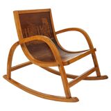 Curved wooden rocking chair for children Bauhaus Brockhage Andrä period, Germany, 1950s