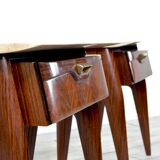 Set of 2 italian midcentury rosewood, carrara marble and brass bedside tables / cabinets. vintage