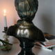 Buste en plâtre garçon patine bronze XXème