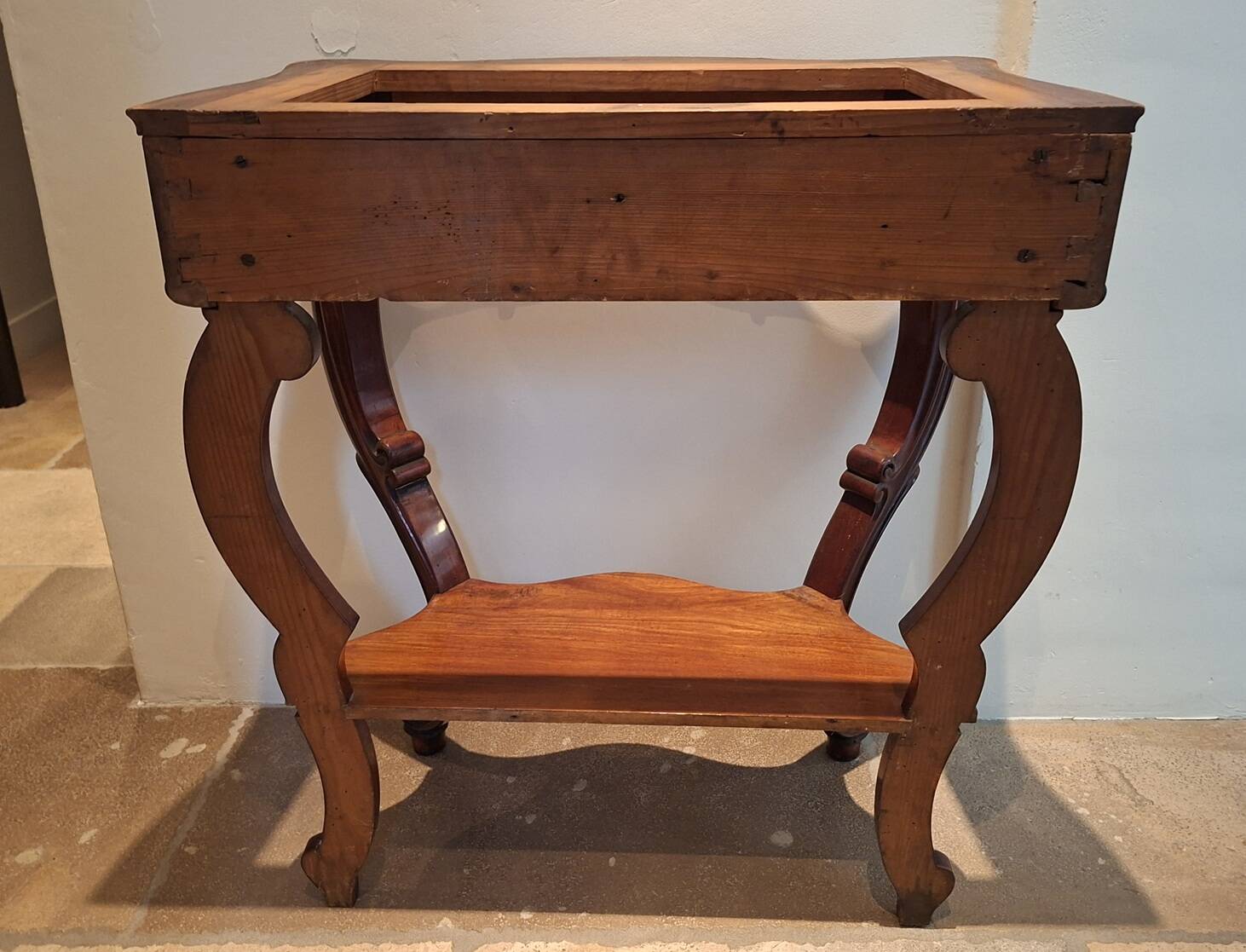 Console Napoleon III mahogany, pink marble top