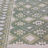 Tapis margoum vert et blanc fait main 180x125cm
