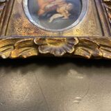 Old painting religious image carved wooden frame