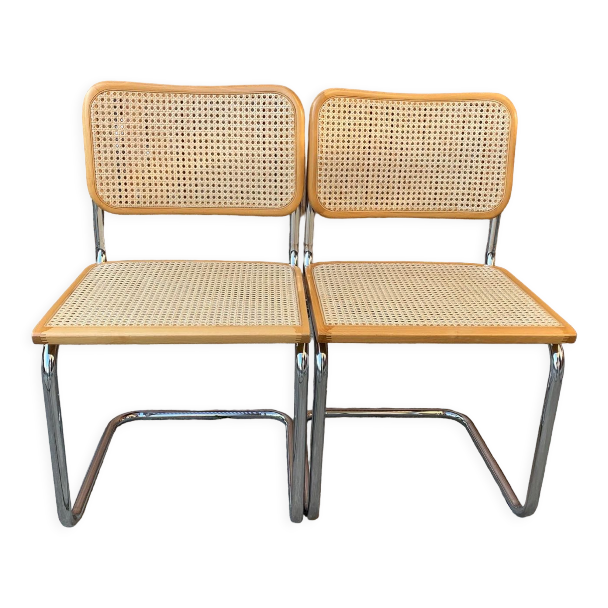 Pair of mid century Cesca chairs by Marcel Breuer