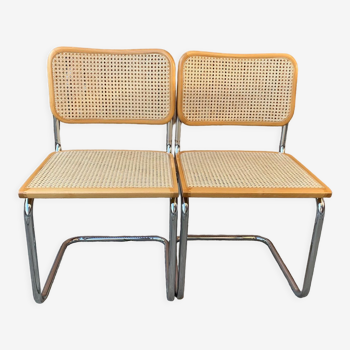 Pair of mid century Cesca chairs by Marcel Breuer