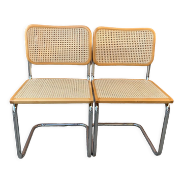 Pair of mid century Cesca chairs by Marcel Breuer