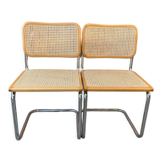 Pair of mid century Cesca chairs by Marcel Breuer