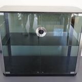 Vintage glass and chrome cabinet by Willy Rizzo for Mario Sabot. Italy 1970