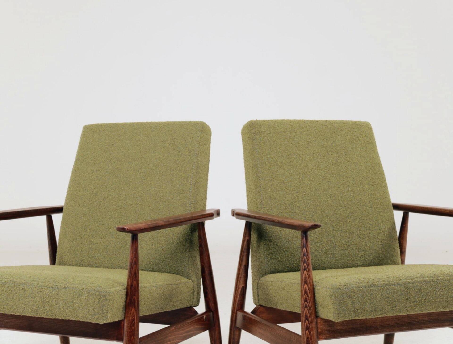 Pair de fauteuils scandinave mid century bouclette verte
