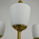 Scandinavian Modern Three-Light Pendant in Brass, Teak and Opaline Glass, 1960s