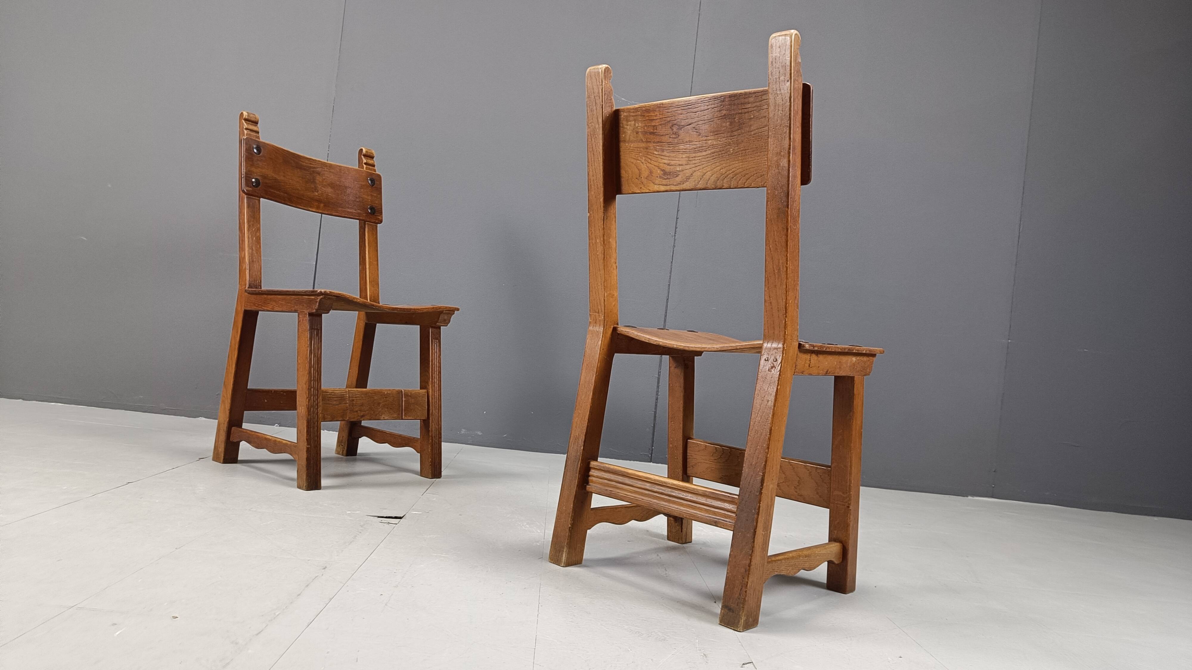 Set of 8 Brutalist Spanish Dining Chairs, 1950s