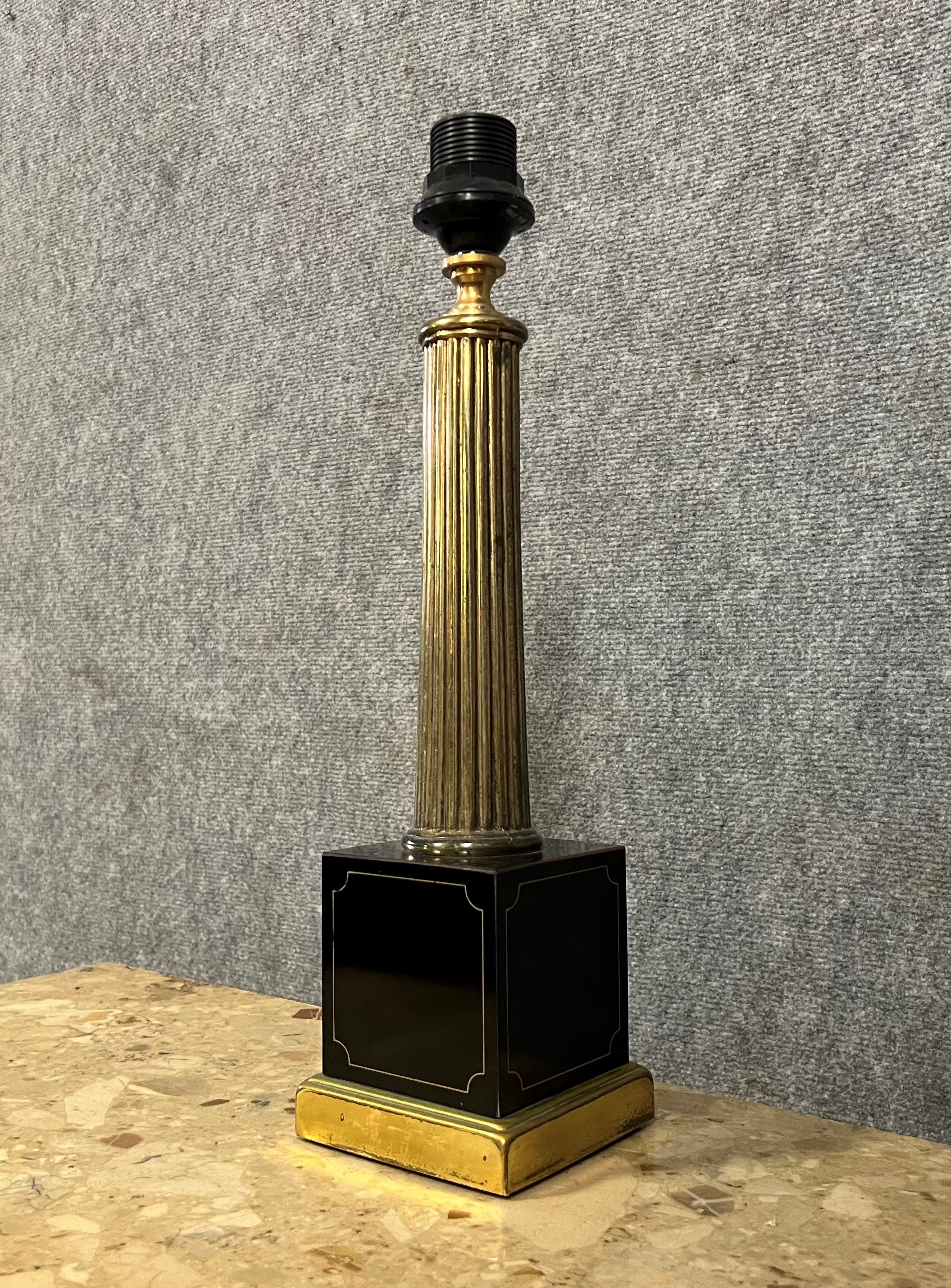 Vintage lamp foot in black marble and gilded bronze from the 60s-70s