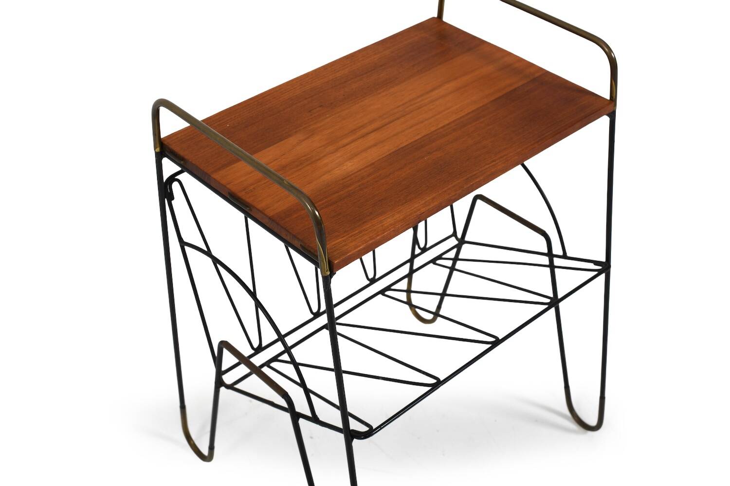 Mid Century Danish Side Table with Magazine Rack