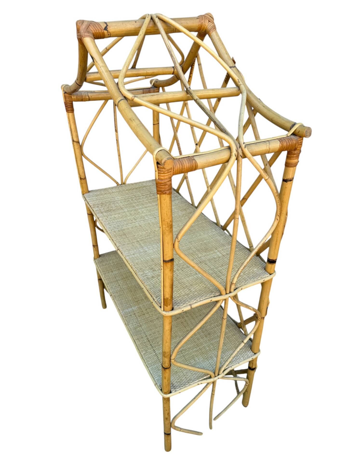 Rattan shelf Chinese hat from the 1960s Sweden