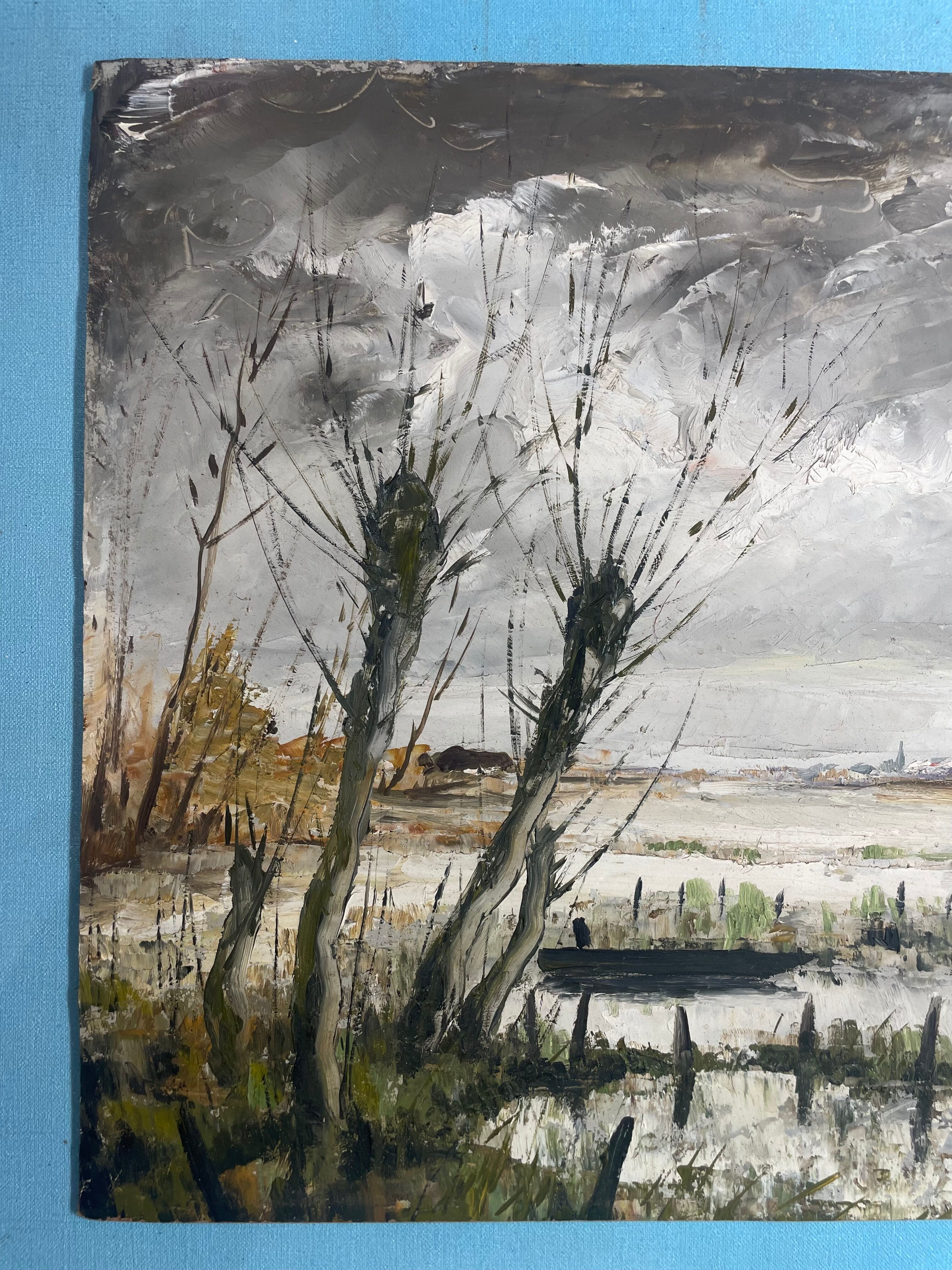 Oil painting on sorel by André Charles Naulau