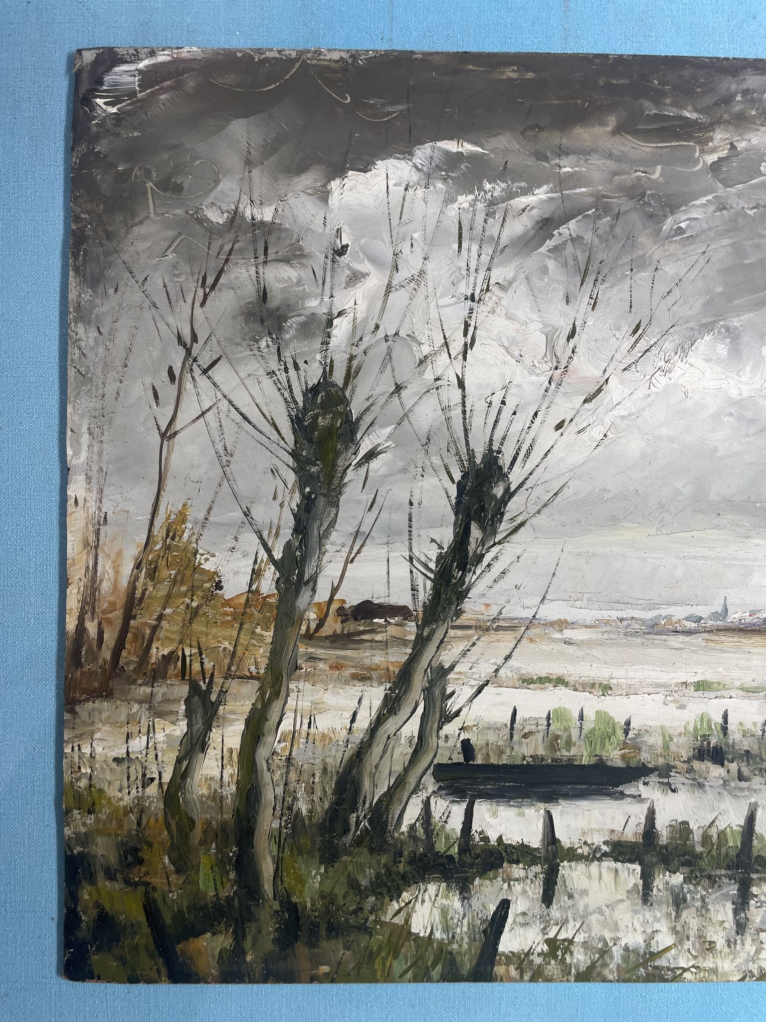 Oil painting on sorel by André Charles Naulau