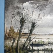 Oil painting on sorel by André Charles Naulau
