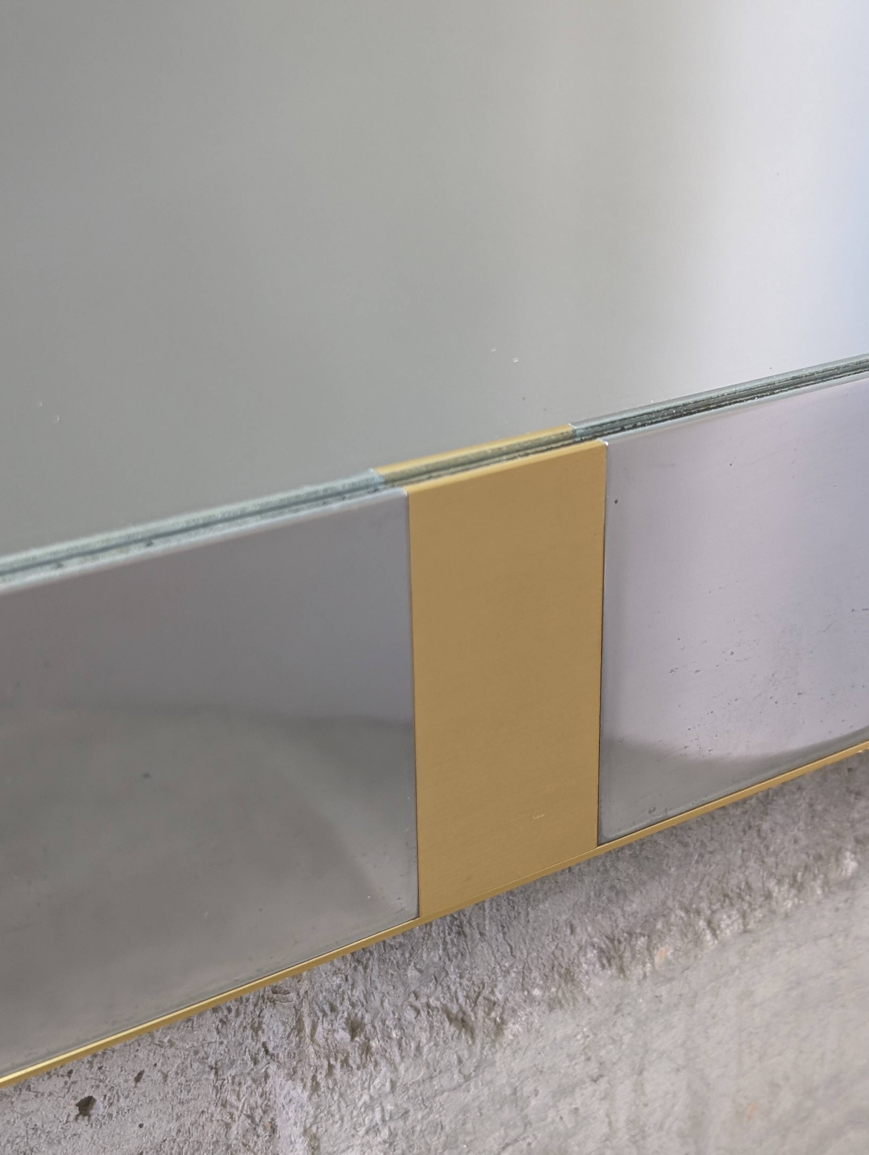 Illuminated dressing room mirror by Gaetano Sciolari in chrome and brass, Italy, 1970s