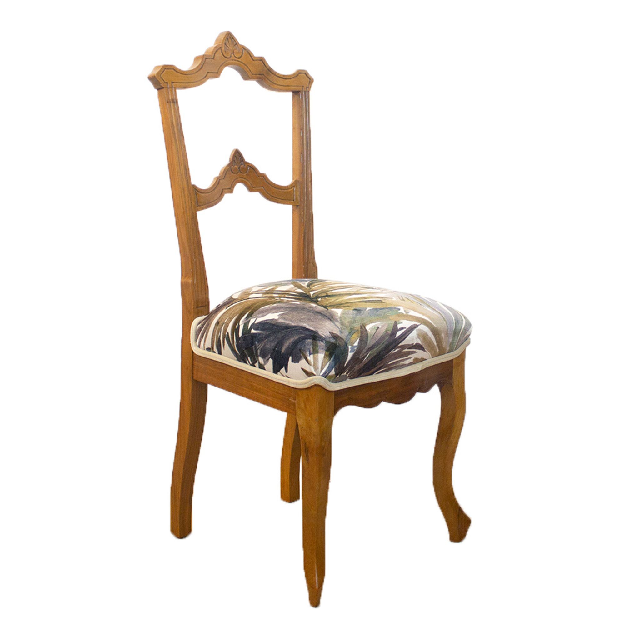 Walnut Alfonsin Era Upholstered Chair, Spain, Circa 1880