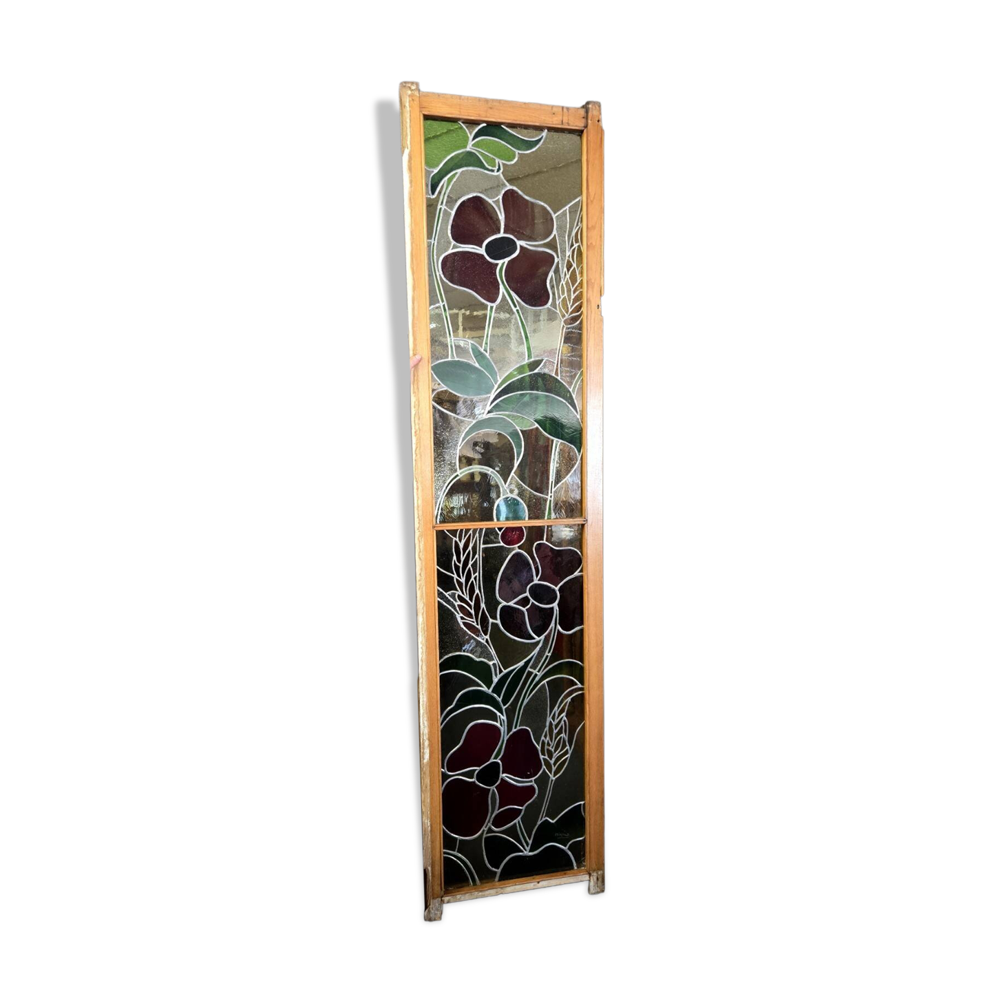 Large stained glass door side from the Art Nouveau period around 1900