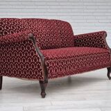 1950s, Danish 3 seater sofa, original condition, furniture velour, beech wood.