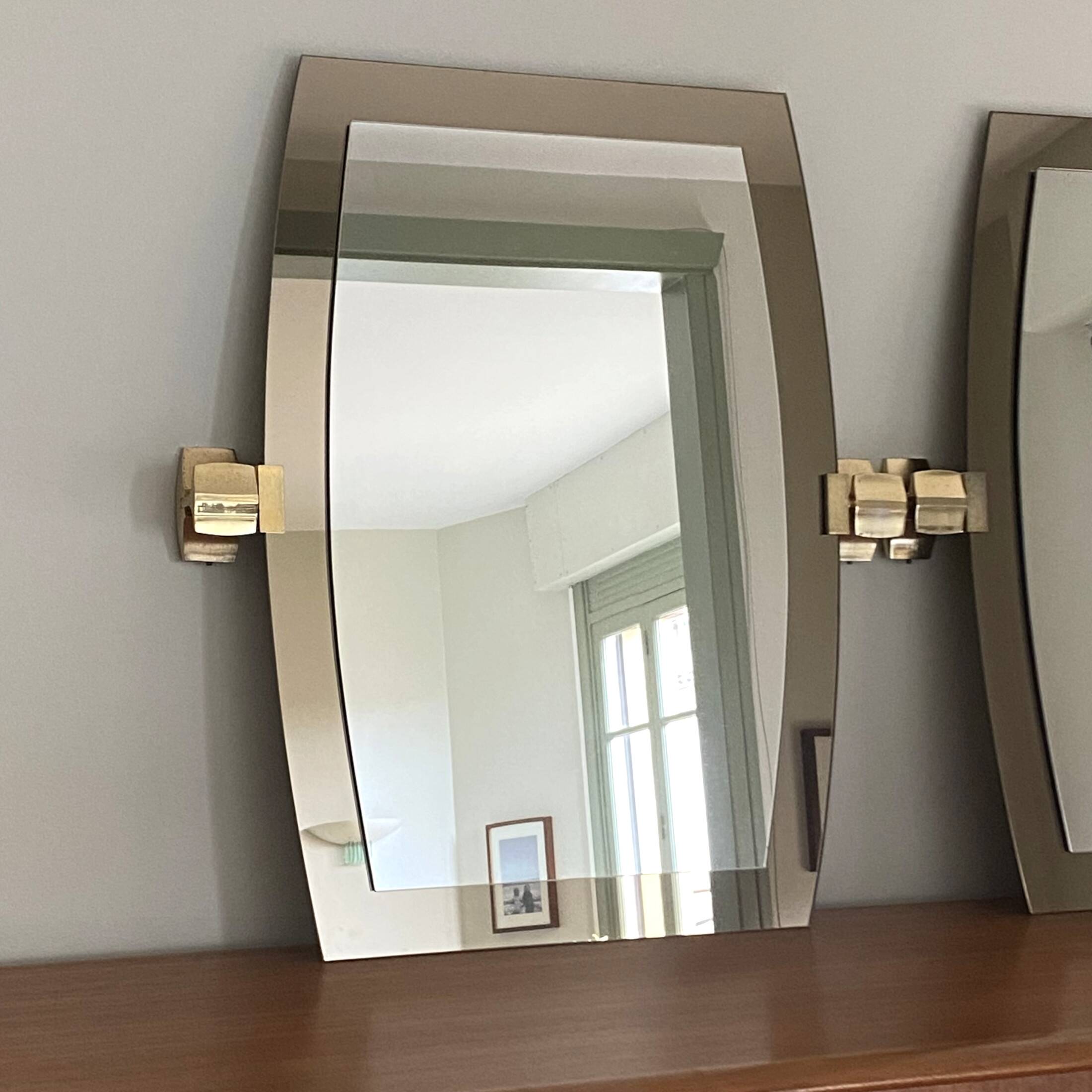2 large bicolour mirrors Italy 1960 1970 Veca vintage bicolour