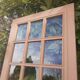 Old moulded glass communication door 221x83cm 15 small panes