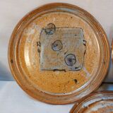 Set of 8 vintage dessert plates in enamelled stoneware signed MALI