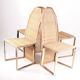 Suite de 4 chaises vintage en métal doré et osier