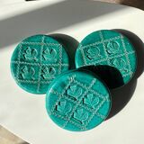 Coasters of green ceramic bottles/carafes, vintage