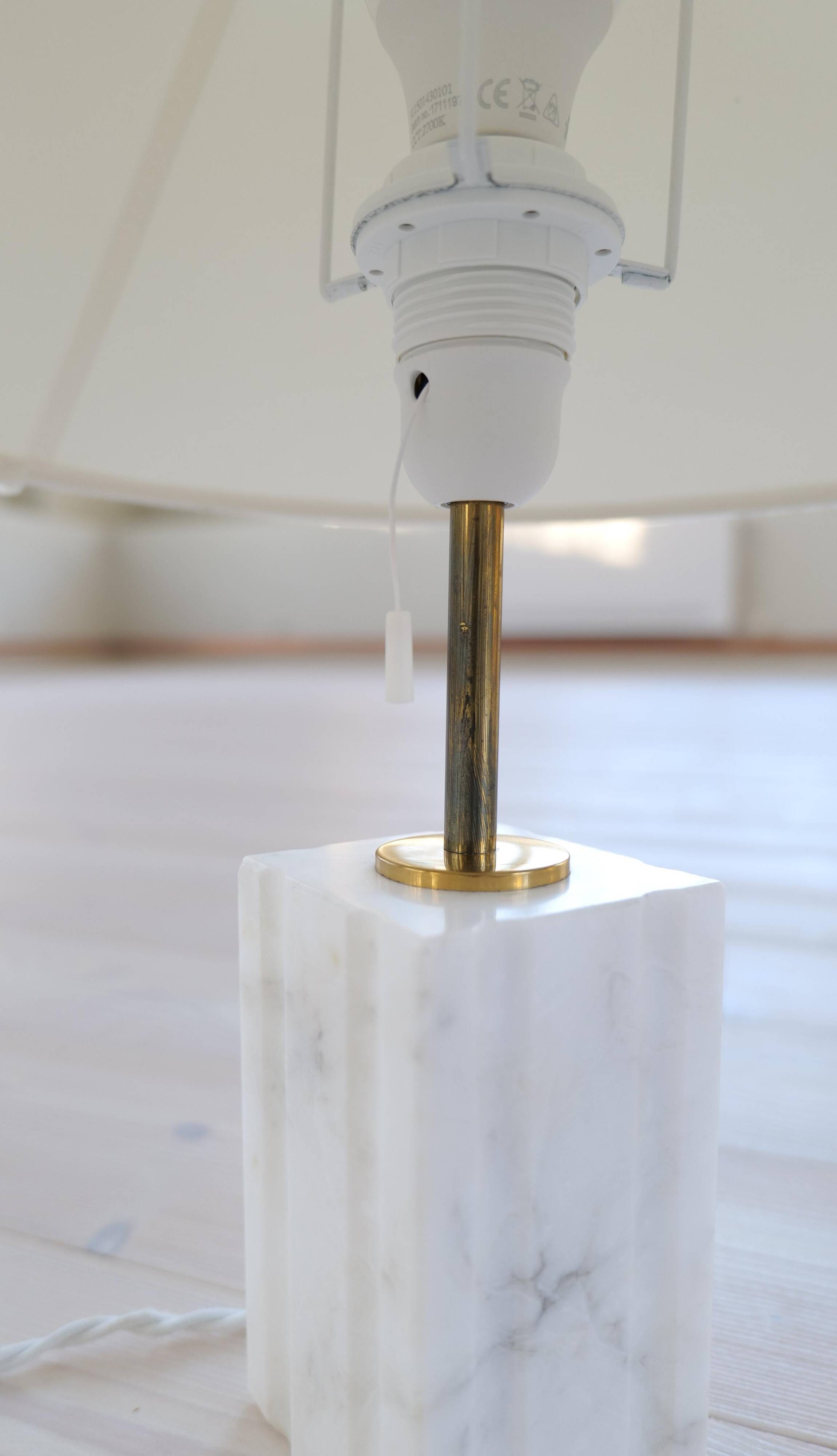 Mid-century solid marble table lamp Bergbom Sweden 1960s