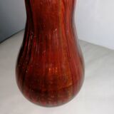 Vase ambré en verre bullé vintage