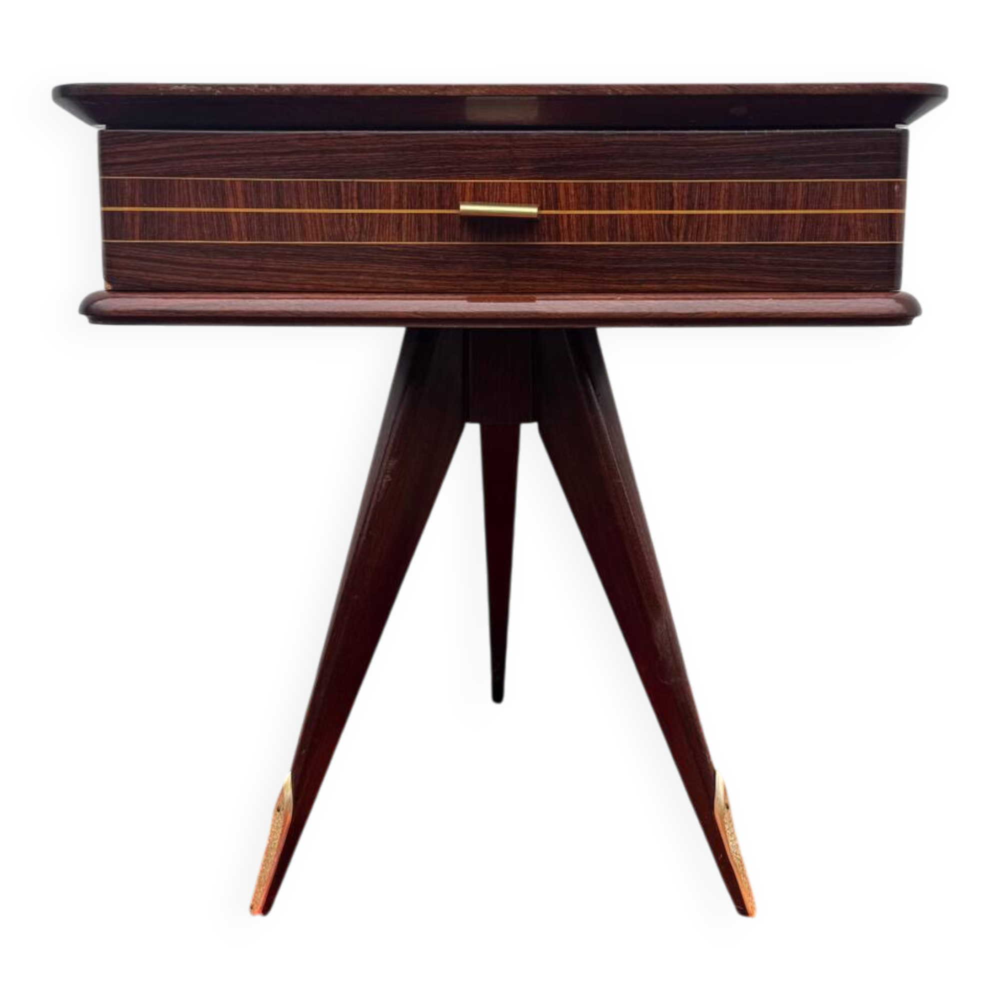 1950s half-moon tripod bedside table