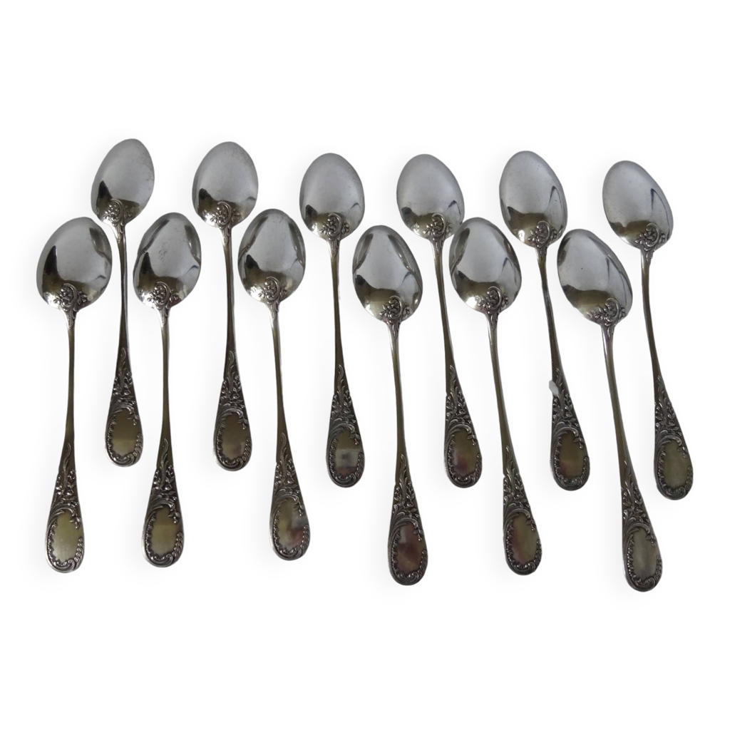 Ercuis – 12 Cuillères à Café En Métal Argenté