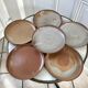 Set of 6 flat plates in artisanal sandstone 60s-70s