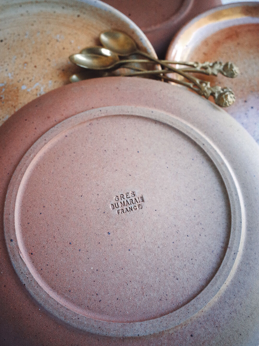 Set of 4 dessert plates in Grès du Marais