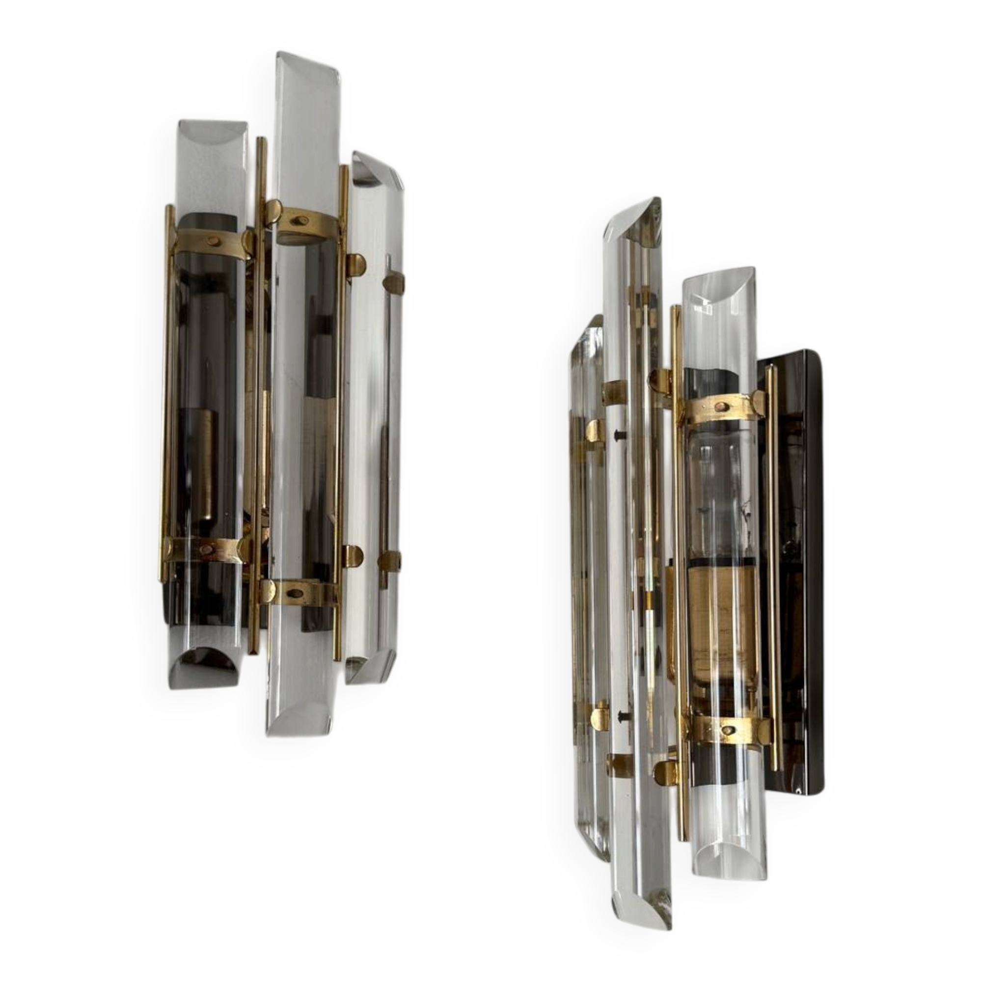 Crystal baguette wall lights from the 80s