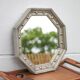 Vintage mirror, wooden mirror covered with tin, tin mirror from the 60s