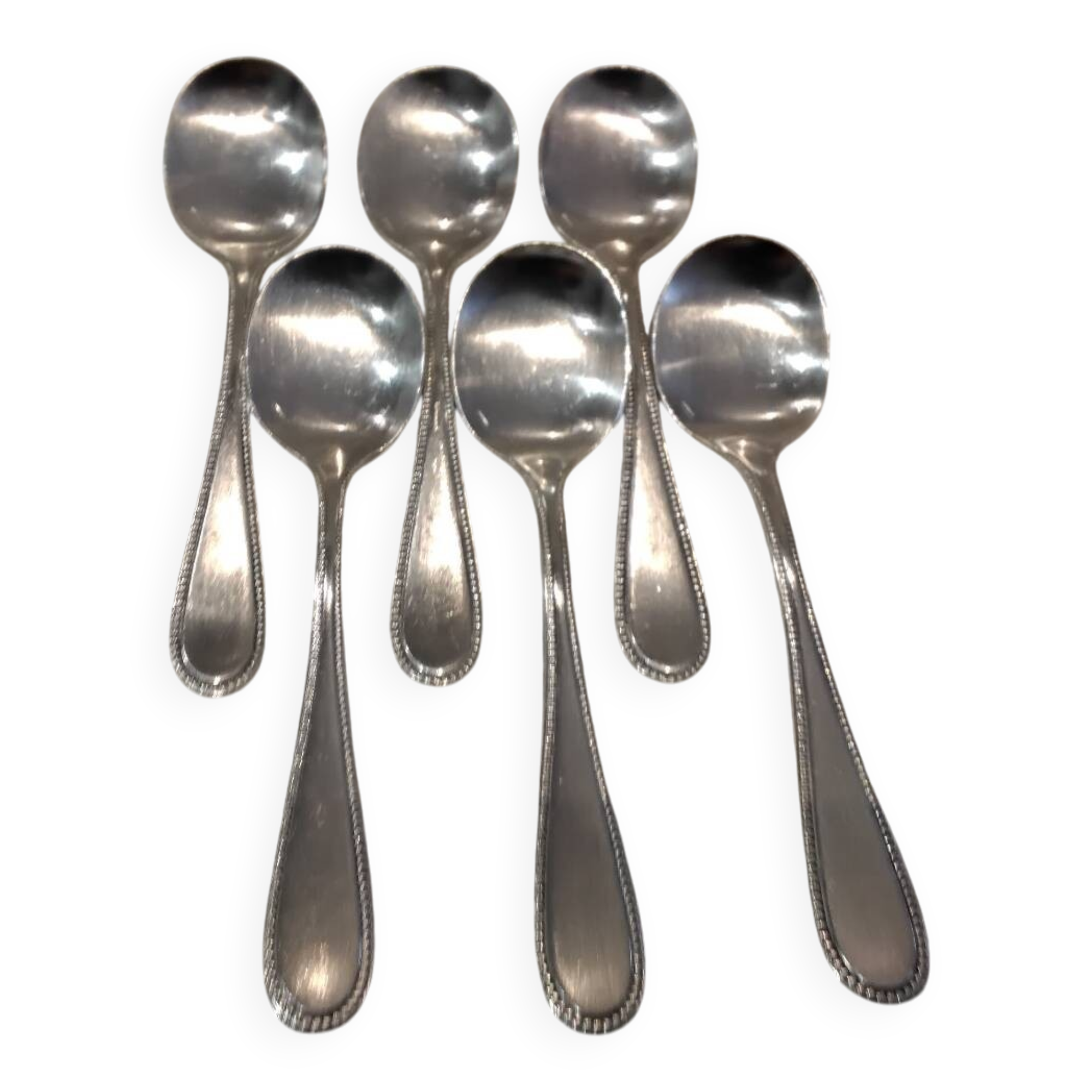 6 silver-plated ice cream scoops, goldsmith Frionnet, pearl decor